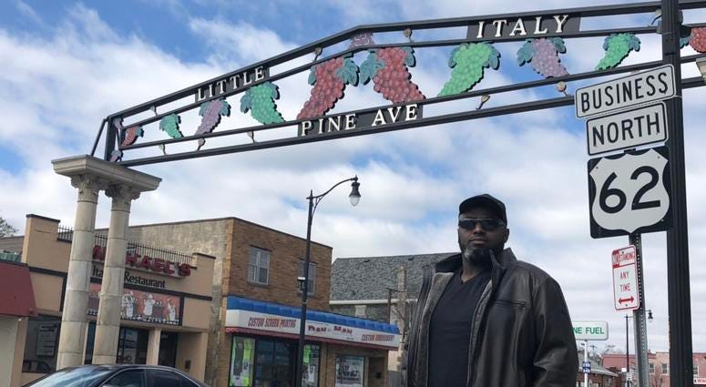 Donta Myles of Niagara Falls Peacemakers along Pine Avenue in Niagara Falls. April 24, 2019 (WBEN Photo/Mike Baggerman)