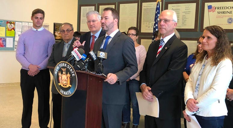 State Senator Rob Ortt joined by multiple clerks in Western New York to push back against Green Light Law. December 13, 2019 (WBEN Photo/Mike Baggerman) State Senator Rob Ortt joined by multiple clerks in Western New York to push back against Green Light Law. December 13, 2019 (WBEN Photo/Mike Baggerman)