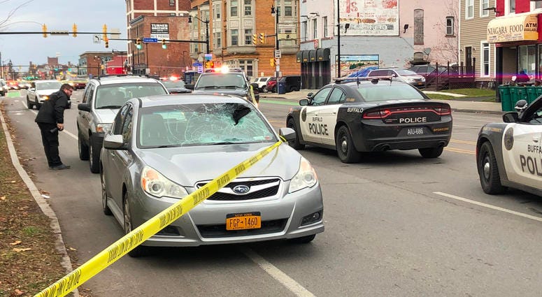 Pedestrian-involved accident on Niagara Street in Buffalo. November 27, 2019 (WBEN Photo/Brendan Keany) Pedestrian-involved accident on Niagara Street in Buffalo. November 27, 2019 (WBEN Photo/Brendan Keany)