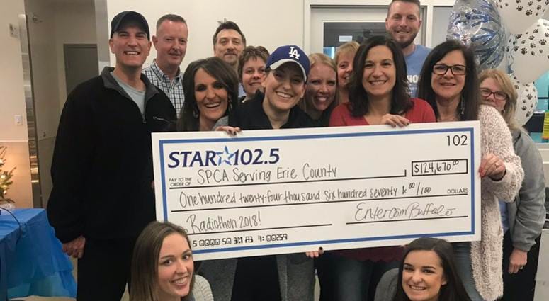 SPCA Serving Erie County presented a check for $124,670 (WBEN Photo/Tim Wenger)