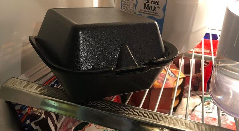 Styrofoam container. March 26, 2019 (WBEN Photo/Mike Baggerman)