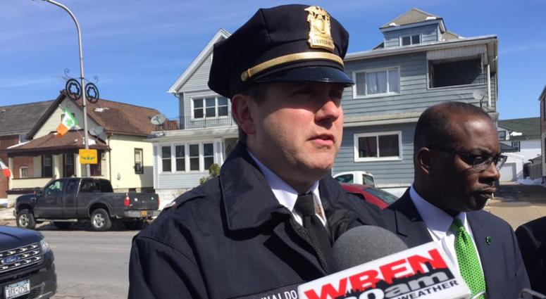 Lieutenant Jeff Rinaldo with Mayor Byron Brown in background