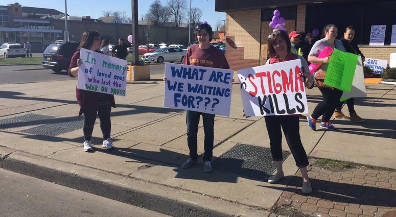 The "Rally to Save Lives" outside Broadway Market on Friday (WBEN Photo/Mike Baggerman)