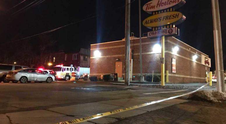 Scene of the incident at Tim Horton's on Monday.