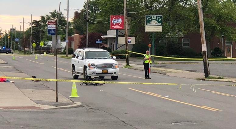 Bicyclist struck by an SUV on Kenmore Avenue in Tonawanda. June 24, 2019 (WBEN Photo/Mike Baggerman)