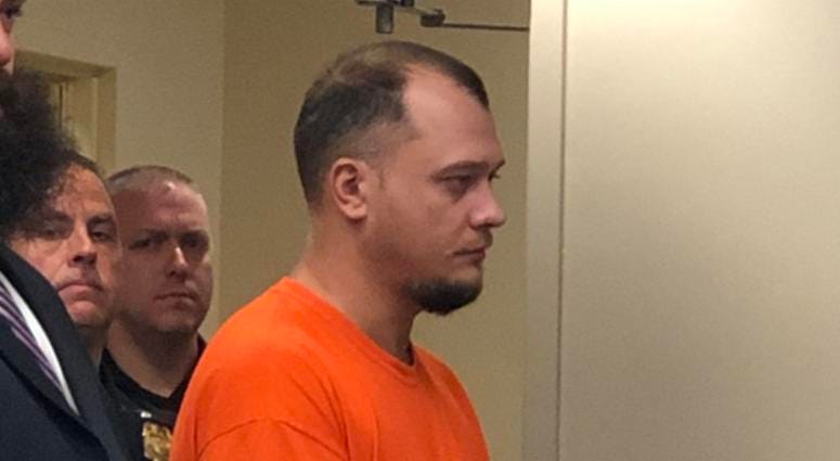 Yuriy Bruks appears in Erie County Court, where he was arraigned on murder charges from August 4. October 15, 2019 (WBEN Photo/Mike Baggerman)