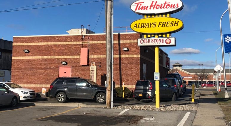 Tim Horton's on Niagara St. - the scene where Jessica Cameron was set on fire in the parking lot on Monday