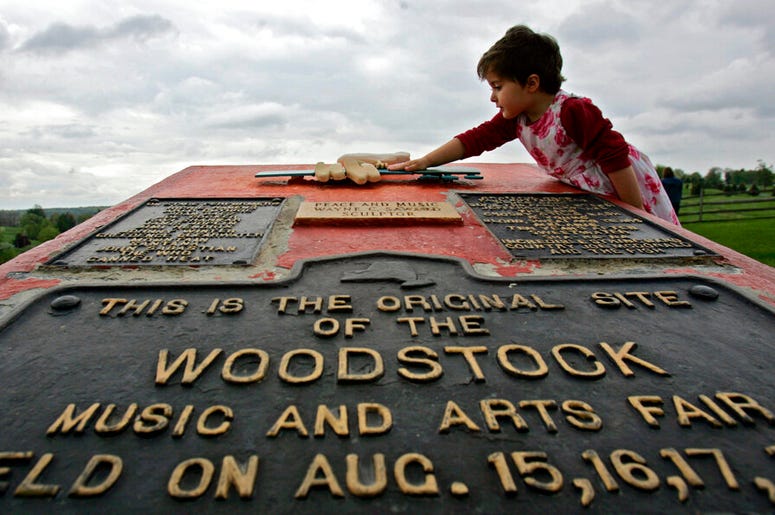 Memorial at the site of the Woodstock Music and Arts Fair in Bethel, N.Y.