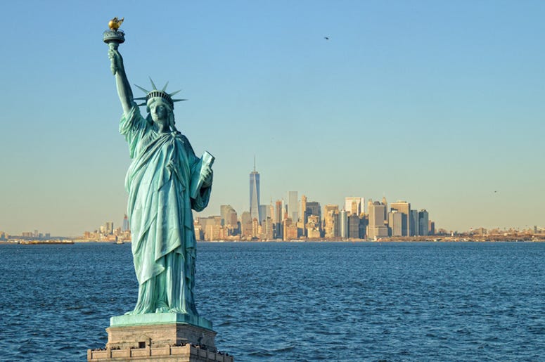 Statue of Liberty and Hudson River