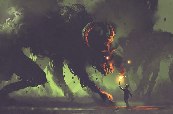Knight Fighting a Demon Knight Fighting a Demon
