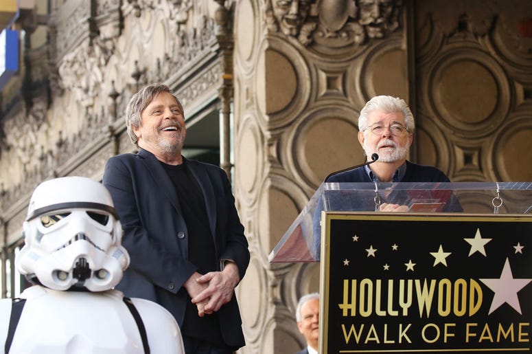 Mark Hamill and George Lucas Mark Hamill and George Lucas