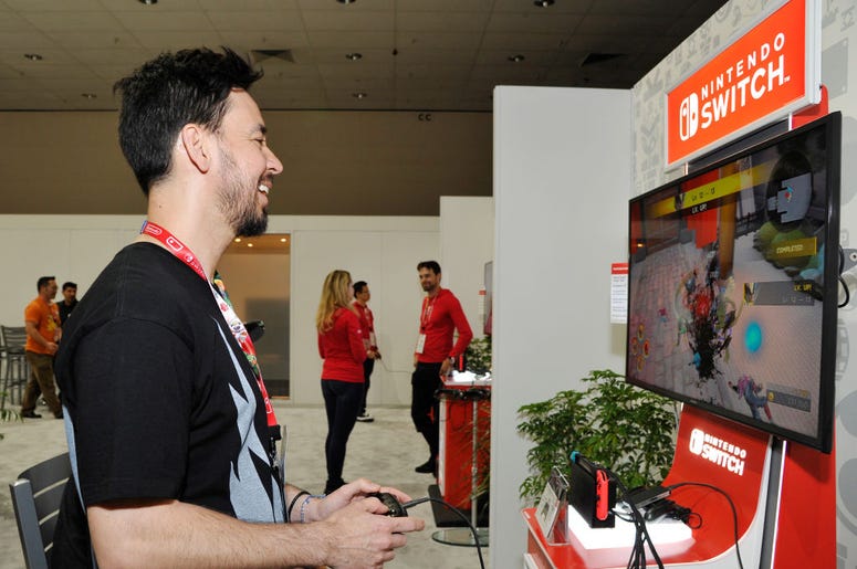 Mike Shinoda Playing a Nintendo Switch Mike Shinoda Playing a Nintendo Switch