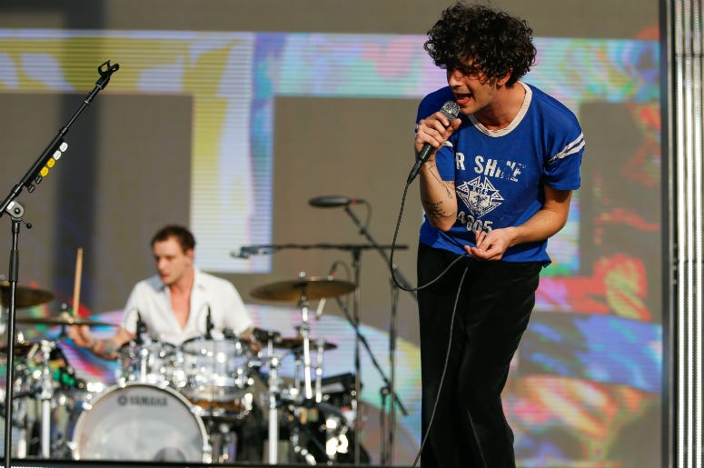 Matthew Healy performs during the The 1975 concert during the Lollapaloosa Sao Paulo 2019 Matthew Healy performs during the The 1975 concert during the Lollapaloosa Sao Paulo 2019