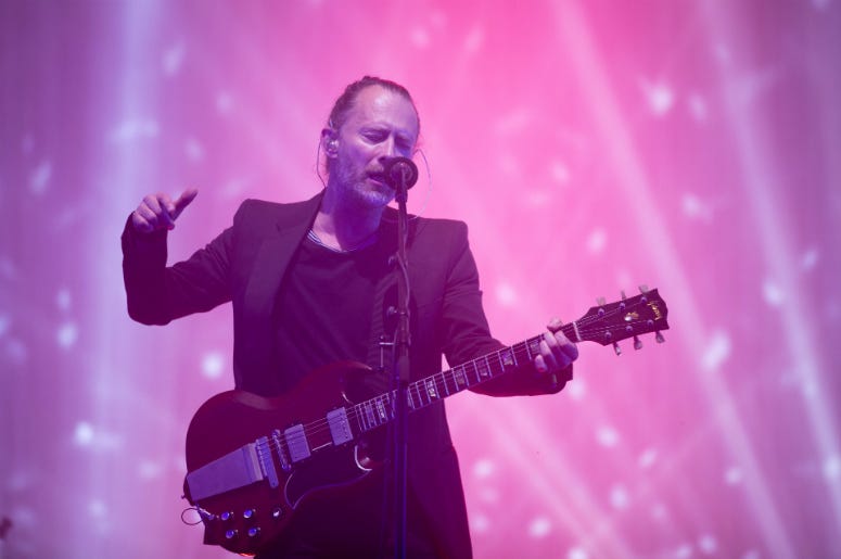 Thom Yorke from Radiohead performs at the Glastonbury Festival on June 23, 2017 Thom Yorke from Radiohead performs at the Glastonbury Festival on June 23, 2017