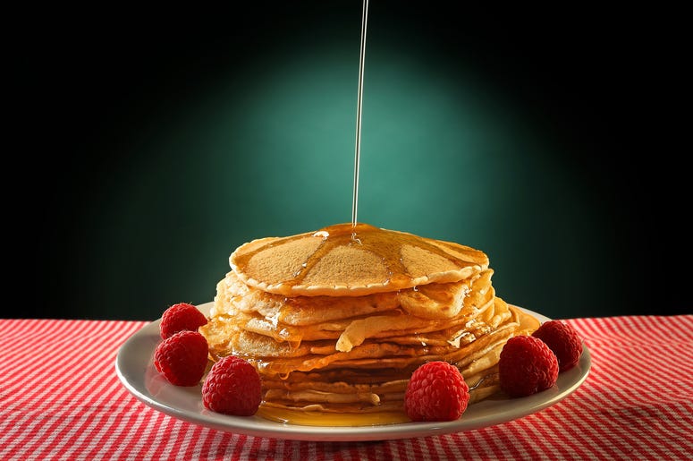 Pancakes on a plate with syrup