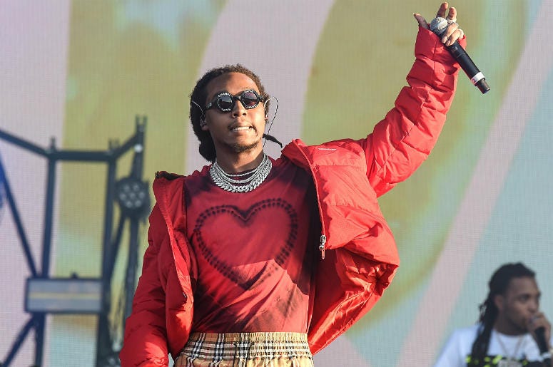 Takeoff Takeoff of Migos perform on the Main Stage during Wireless Festival 2018 at Finsbury Park on July 7, 2018 in London, England.