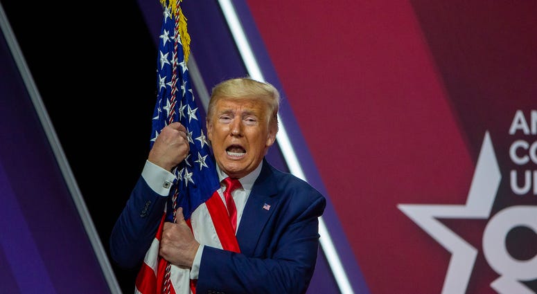 Trump flag hug