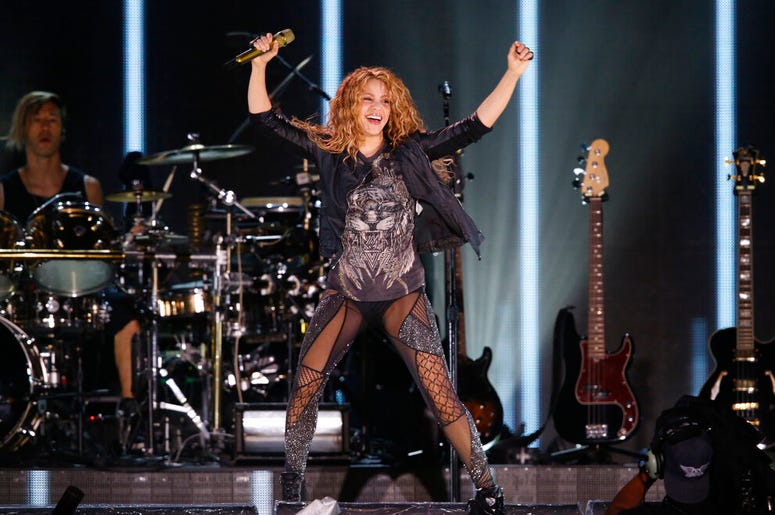 In this Oct. 11, 2018 file photo, Shakira performs at Azteca Stadium in Mexico City. A Spanish court investigating Shakira for possibly evading 14.5 million euros DO NOT USE