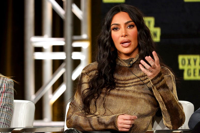 Kim Kardashian West speaks at the "Kim Kardashian West: The Justice Project" panel during the Oxygen TCA 2020 Winter Press Tour at the Langham Huntington, Saturday, Jan. 18, 2020, in Pasadena, Calif.