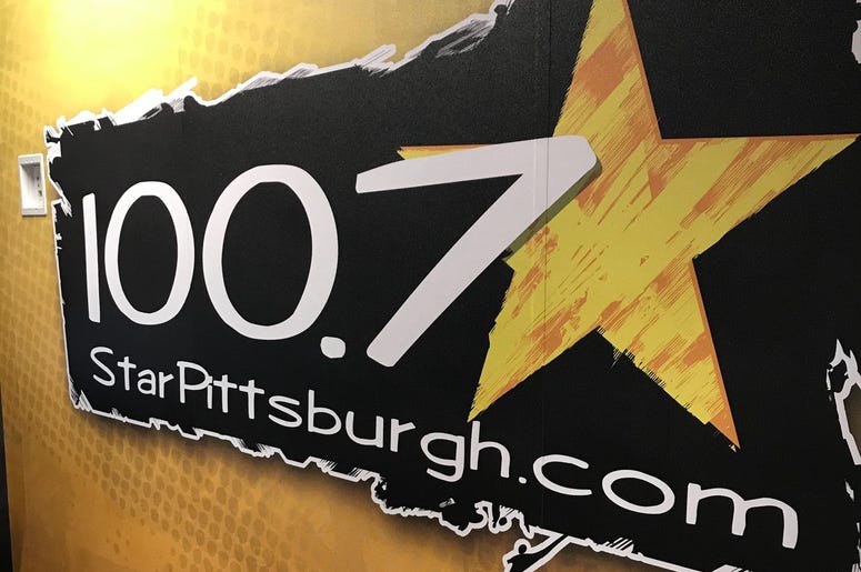 Outside view of 100.7 Star's storefront "studio" in BizTown Outside view of 100.7 Star's storefront "studio" in BizTown