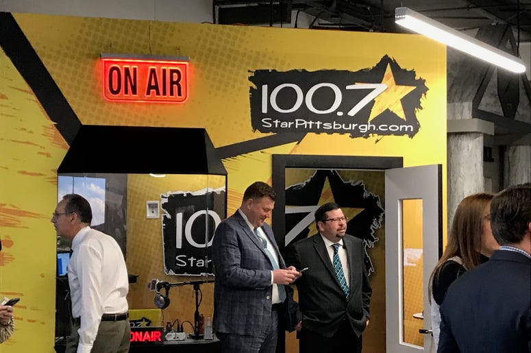 Outside view of 100.7 Star's storefront "studio" in BizTown Outside view of 100.7 Star's storefront "studio" in BizTown