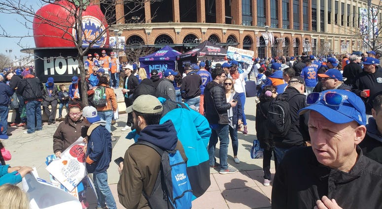 The crowd gathered at Citi Field for the Mets' home opener. Citi Field Opening Day