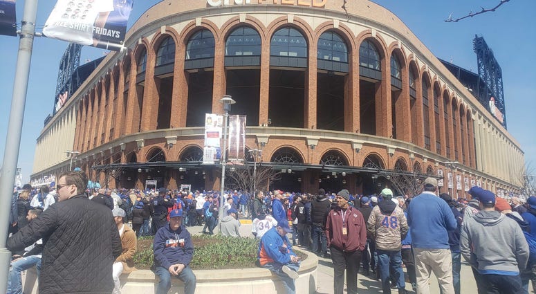 The crowd gathered at Citi Field for the Mets' home opener. Citi Field Opening Day