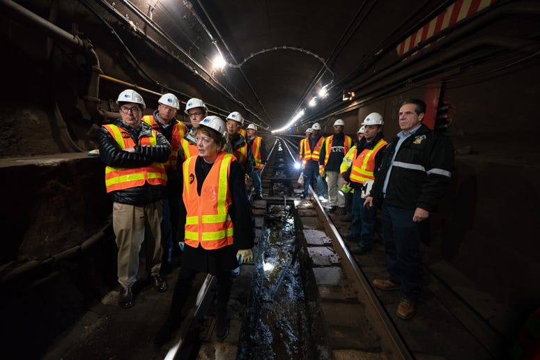 Gov. Andrew Cuomo tours the Canarsie Tunnel on Dec. 14, 2018. Cuomo L train