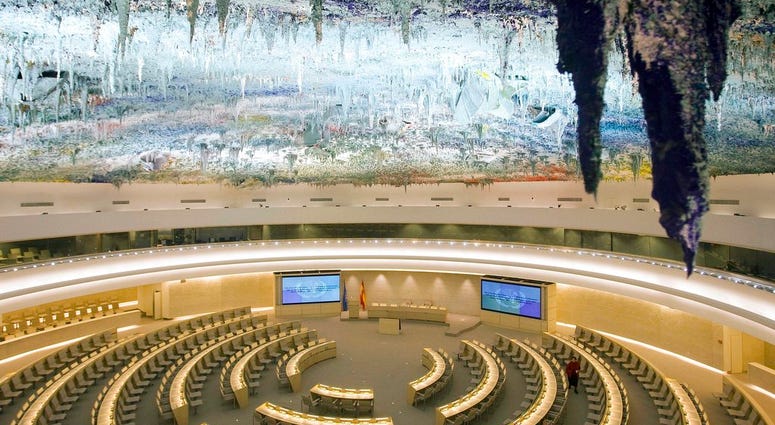 The Human Rights Room (Room XX) at the European headquarters of the United Nations in Geneva