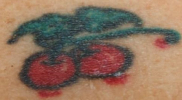 Tattoo found on a 2007 murder victim. Cherries Doe