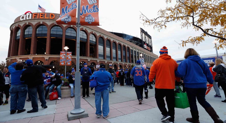 Citi Field crowds New York Mets fans line up outside Citi Field during the 2015 World Series.