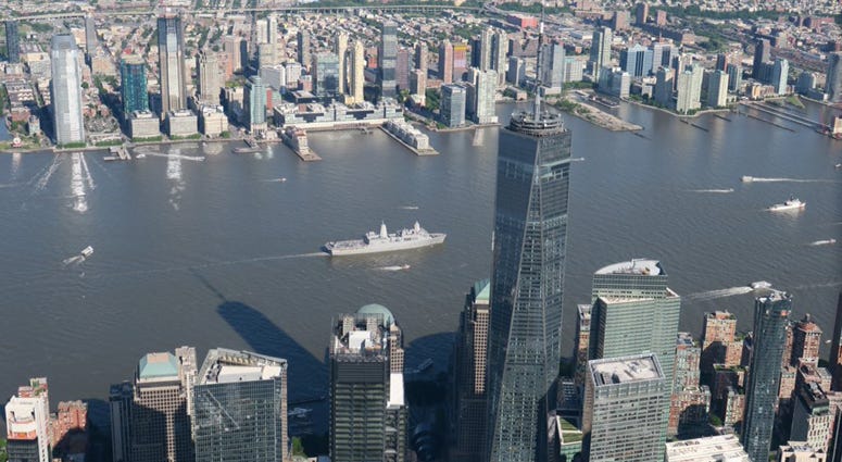 The Parade of Ships makes its way through New York City for Fleet Week on May 22, 2019. Fleet Week 2019