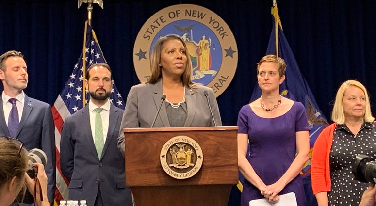 New York State Attorney General Letita James announces a multi-state lawsuit looking to block the merger between T-Mobile and Sprint. New York State Attorney General Letita James