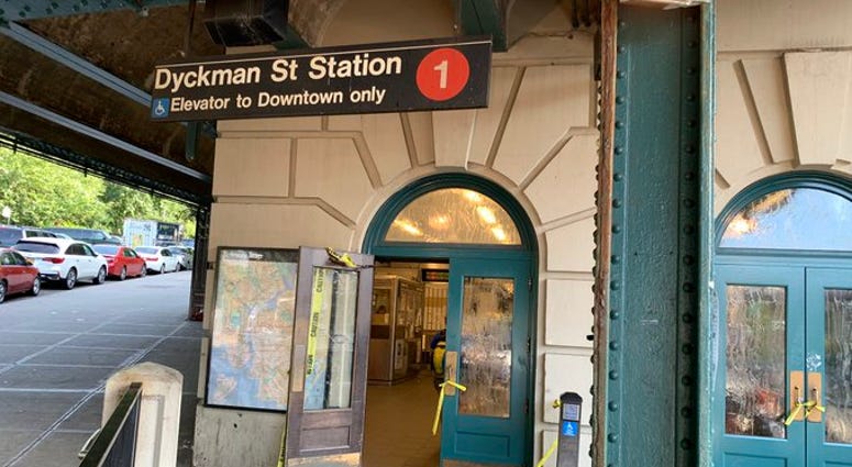 Entrance to the 1 train at the Dyckman Street station in Manhattan. 1 Train Dyckman Street