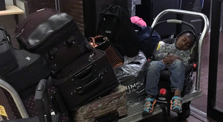 Greyhound passengers slept in the waiting room at the Port Authority Bus Terminal after bus drivers failed to show up. Greyhound Problems