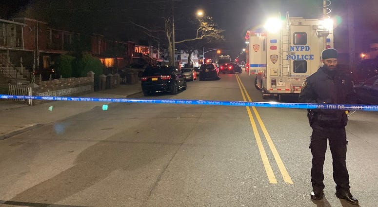 Police on the scene of a shooting the left an FBI agent hurt in Brooklyn FBI Agent Shot