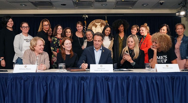 Gov. Andrew Cuomo signs legislation extending the statute of limitations for rape in New York City on Sept. 18, 2019. Rape Statute of Limitations Cuomo