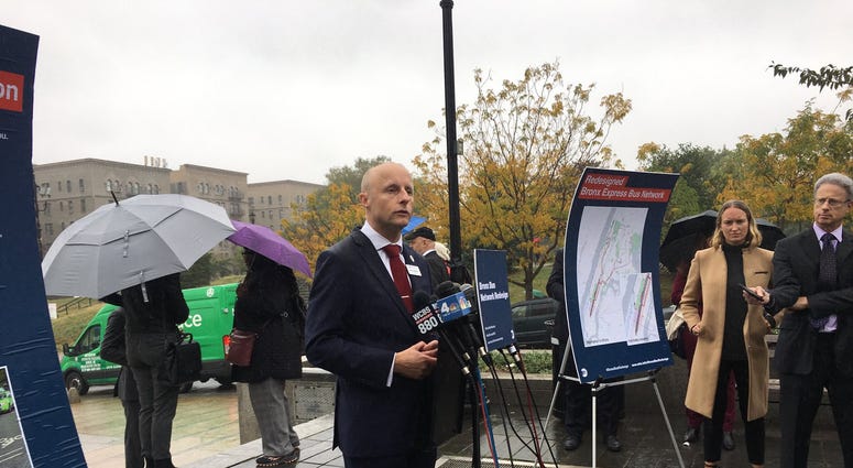 Andy Byford touts Bronx bus network redesign on Oct. 22, 2019. Andy Byford