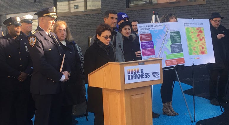 DOT Commissioner Polly Trottenberg announces a new “Vision Zero” campaign on Dec. 23, 2019. Vision Zero