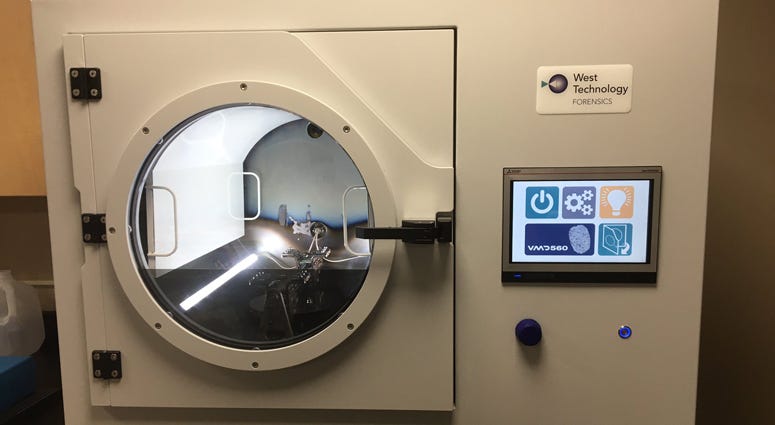 The Westchester County Police Forensic Investigation Unit unveils the new Vacuum Metal Deposition Technology that will enable detectives to obtain latent prints from items that previously yielded little to no fingerprint evidence. Westchester Police Fingerprint Machine