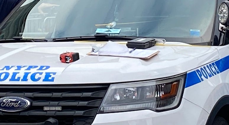 A bullet pierced the windshield of the police vehicle in the Bronx. NYPD vehicle Bronx