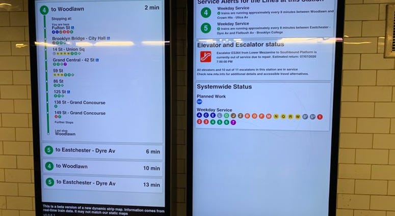 Real-time service change announcement screens being installed across the subway network. Service Change Screens