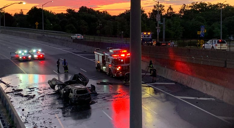 The scene of a deadly vehicle crash on the Bruckner Expressway on July 21, 2020. Bruckner Expressway Crash