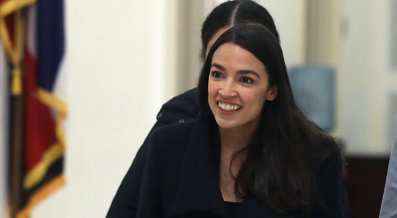Rep. Alexandria Ocasio-Cortez (D-NY) speaks to the media about Amazon scrapping its plans to build a new headquarters in Queens, New York, on Capitol Hill February 14, 2019 in Washington, DC. Alexandria Ocasio-Cortez