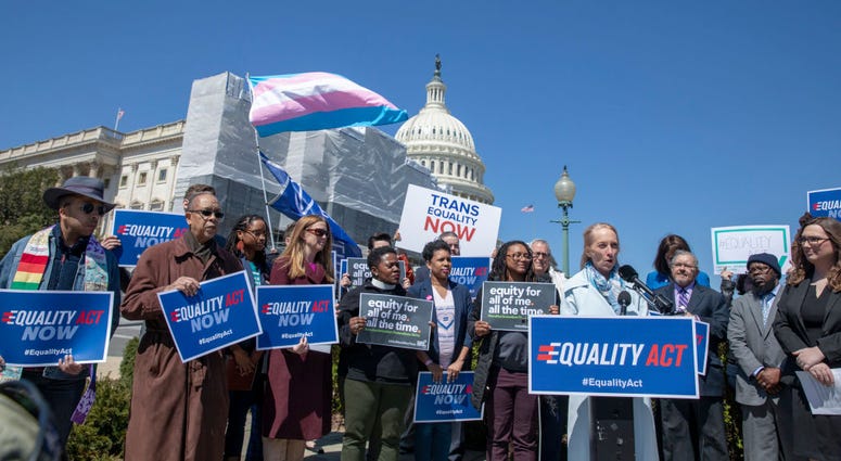 U.S Representative Mary Gay Scanion (D-PA) speaks on introduction of the Equality Act, a comprehensive LGBTQ non-discrimination bill at the US Capitol on April 01, 2019 in Washington, DC. Equality Act
