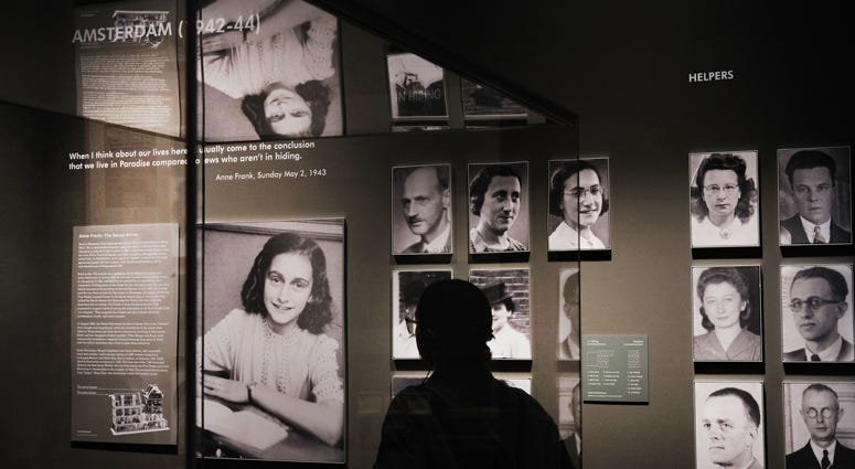 A picture of Anne Frank is displayed in the new exhibition at the Museum of Jewish Heritage entitled "Auschwitz. Not long ago. Not far away." on May 02, 2019 in New York City. Museum Of Jewish Heritage