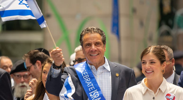 Gov. Andrew Cuomo marches in the Celebrate Israel Parade moments after he condemn the rise of anti semitism across the United States on June 2, 2019 in New York City. Andrew Cuomo