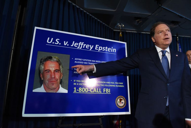 US Attorney for the Southern District of New York Geoffrey Berman announces charges against Jeffery Epstein on July 8, 2019 in New York City. Jeffrey Epstein