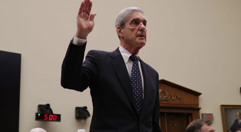 Former Special Counsel Robert Mueller is sworn in before testifying to the House Judiciary Committee about his report on Russian interference in the 2016 presidential election in the Rayburn House Office Building July 24, 2019 in Washington, DC. Former Special Counsel Robert Mueller is sworn in before testifying to the House Judiciary Committee about his report on Russian interference in the 2016 presidential election in the Rayburn House Office Building July 24, 2019 in Washington, DC.