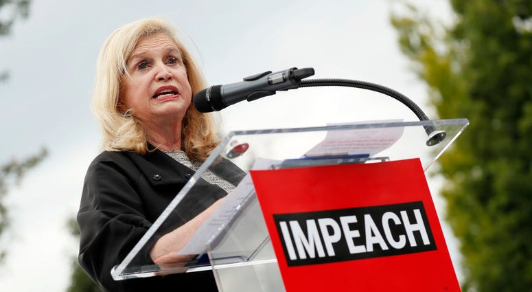 Rep. Carolyn Maloney (D-NY) speaks at the “Impeachment Now!” rally in support of an immediate inquiry towards articles of impeachment against U.S. President Donald Trump on the grounds of the U.S. Capital on September 26, 2019 in Washington, DC. Rep. Carolyn Maloney